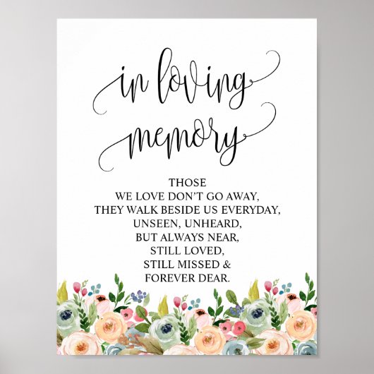 Poster En souvenir affectueux Panneau de table de mariage (Devant)