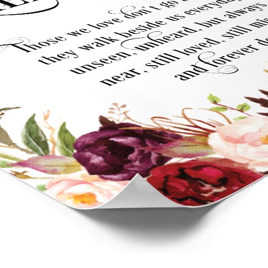 Poster En souvenir affectueux Panneau de table de mariage (Coin)