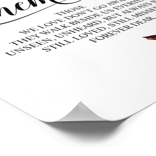 Poster En souvenir affectueux Panneau de table de mémoria (Coin)