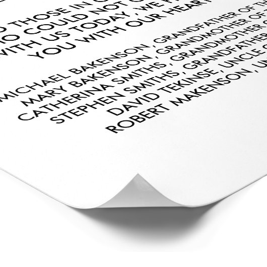 Poster En souvenir affectueux Panneau de table de mémoria (Coin)