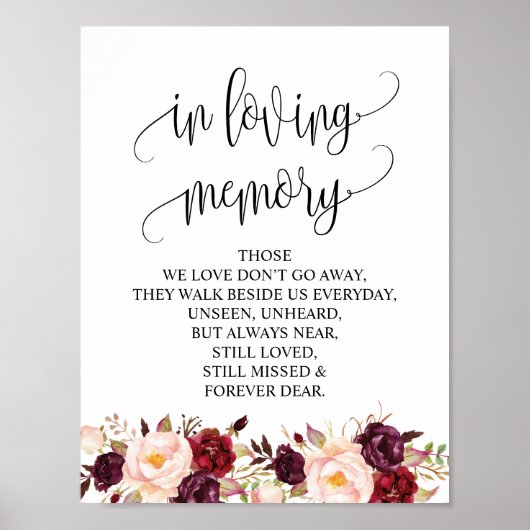 Poster En souvenir affectueux Signe de table de mémorial  (Devant)