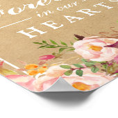Poster En souvenir de panneau de mariage kraft fleuri (Coin)