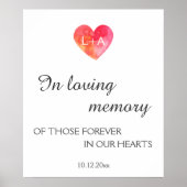 Poster En souvenir mariage signe, cœur aquarelle (Devant)