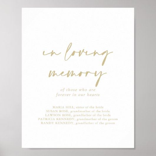 Poster En souvenir moderne élégant signe doré (Devant)