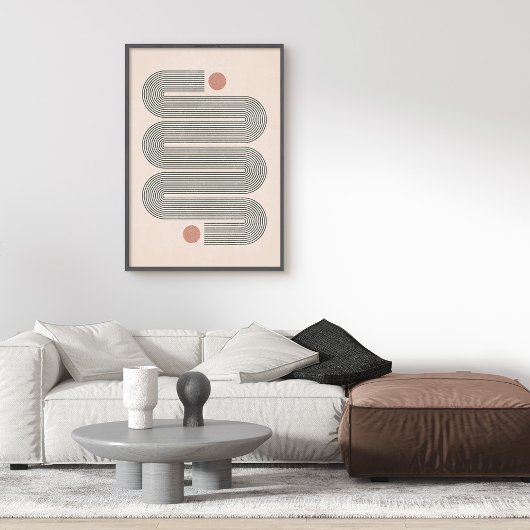 Poster en terre cuite du milieu du siècle Vagues A