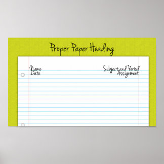 Poster en-tête papier approprié pour le collège/ly