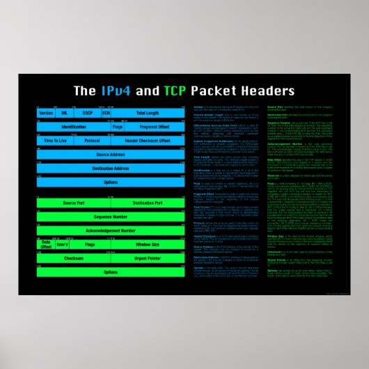 Poster en-têtes IPv4 et TCP (Devant)