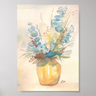 Poster en toile floral Blues Premium (5x7)