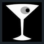 Poster en verre Noir Martini<br><div class="desc">Cette affiche en verre Noir Martini Film présente un arrière - plan noir et l'image d'une silhouette blanche d'un verre martini. A l'intérieur du verre se trouve une glorieuse olive grise avec un pimento noir. C'est une affiche amusante pour tous ceux qui souhaitent être un personnage dans un film classique....</div>