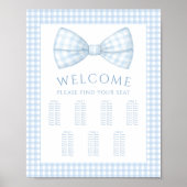 Poster En vichy bleu arc cravate bébé garçon douche table (Devant)