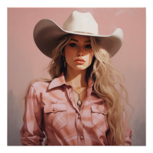 Poster en vichy Gala : Cowgirl Wall Art
