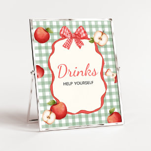 Poster en vichy Pomme de notre Baby shower oculaire Boiss