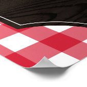 Poster En vichy rouge rustique tournesol Monogramme Momos (Coin)