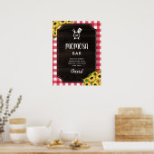 Poster En vichy rouge rustique tournesol Monogramme Momos (Cuisine)