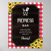 Poster En vichy rouge rustique tournesol Monogramme Momos (Devant)