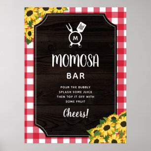Poster En vichy rouge rustique tournesol Monogramme Momos