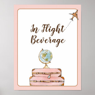 Poster En vol Boissons Bar panneau Voyage Bridal douche