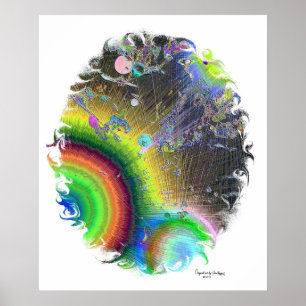 Poster Enamel Négatif Sunburst Oval Frame, Art Signature