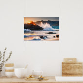 Poster encadré Art Volcanique Océan Scène (Cuisine)