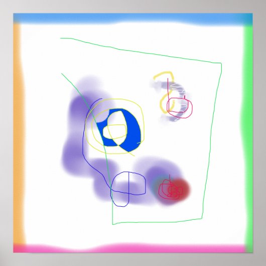 Poster encadrée par des bordures multicolores (Devant)