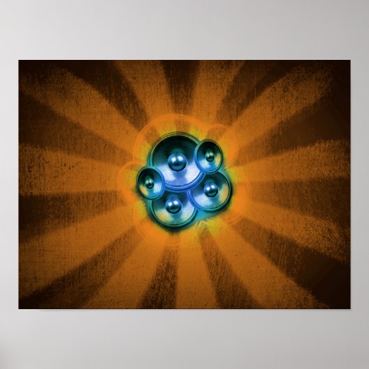 Poster Enceintes musicales et soleil éclatant (Devant)