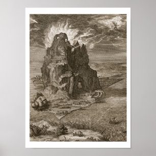 Poster Enceladus a enterré sous le mont Etna, 1731 (engr