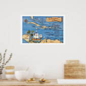 Poster Enchanted Caribbean Map 20x30 Print (Cuisine)