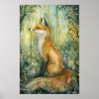 Enchanted Emerald Forest Fox Art Imaginaire de l'e