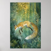 Poster Enchanted Emerald Forest Magique Fox Art (Devant)