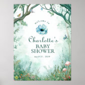 Poster Enchanted Forest Fairytale Forest Baby Shower Sign (Devant)