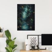 Poster Enchanted Forest Fireflies Art Printable Magical (Bureau à domicile)