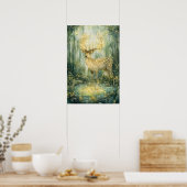 Poster Enchanted Forest Stag Jaune Antlers (Cuisine)