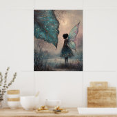 Poster Enchanted Moonlit Leaf Fairy Fantasy Art (Cuisine)