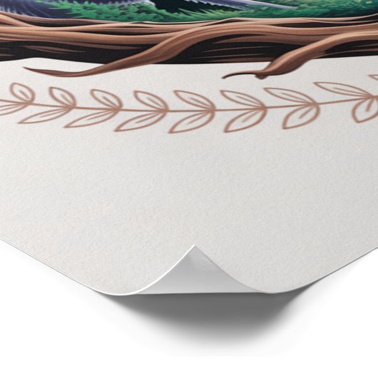 Poster Enchanted Moonlit Wolves and Psychedelic Mushrooms (Coin)