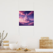 Poster Enchanted Pink Castle Above the Dreamy Clouds (Cuisine)