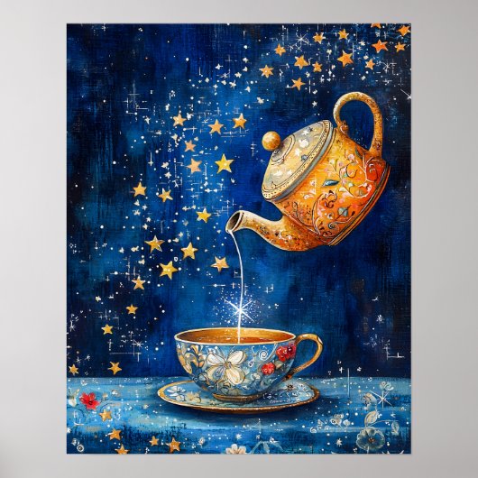 Poster Enchanted Tea Pot & Cup Celestial (Devant)