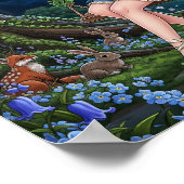 Poster Enchantement balançoire de forêt au clair de lune (Coin)