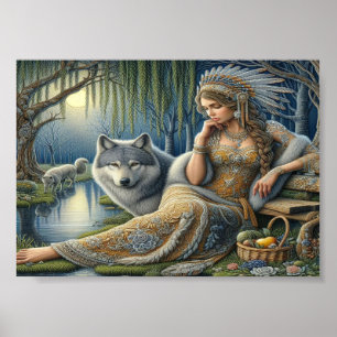 Poster Enchantement lumineux dans la forêt mystique7x5