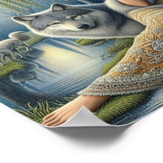 Poster Enchantement Lune dans la Forêt Mystique10x8 (Coin)