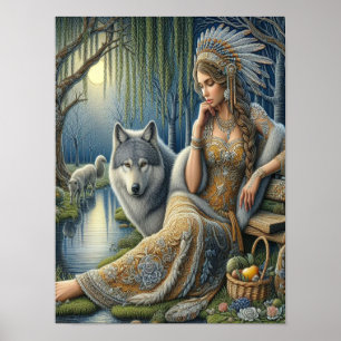 Poster Enchantement Lune dans la Forêt Mystique12x16