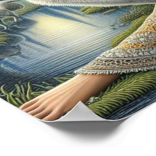 Poster Enchantement Lune dans la Forêt Mystique16x12 (Coin)