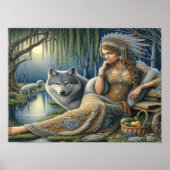 Poster Enchantement Lune dans la Forêt Mystique16x12 (Devant)