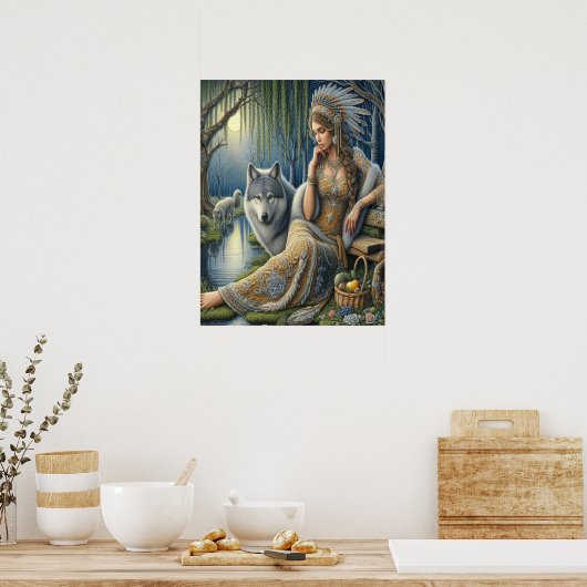 Poster Enchantement Lune dans la Forêt Mystique18x24 (Cuisine)