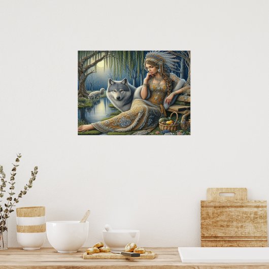 Poster Enchantement Lune dans la Forêt Mystique24x18 (Cuisine)