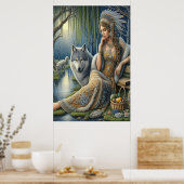 Poster Enchantement Lune dans la Forêt Mystique24x36 (Cuisine)