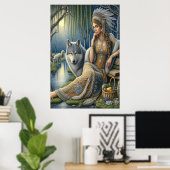 Poster Enchantement Lune dans la Forêt Mystique24x36 (Bureau à domicile)
