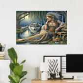 Poster Enchantement Lune dans la Forêt Mystique36x24 (Bureau à domicile)