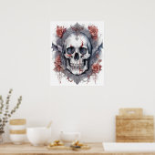 Poster Enchanter Halloween Vampire Crâne Art (Cuisine)