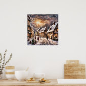 Poster Enchanter la scène du village de Noël (Cuisine)
