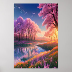 Poster Enchanter le coucher du soleil se déroule dans la 